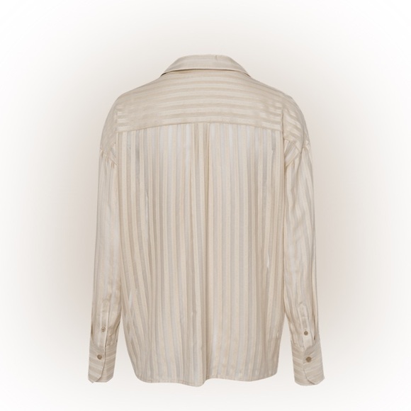 RIANI Striped Gold Voile Blouse Size 38 Women’s New With Tags Luxurious - Picture 3 of 12